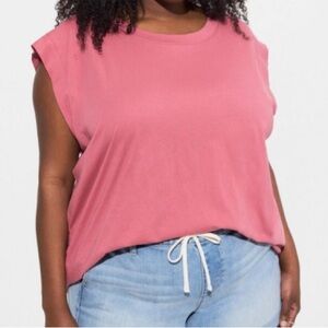 Torrid Vintage Cotton Jersey Crew Neck Tank Top Shirt Mauvewood Pink 2X Relaxed